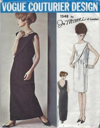 1548 VOGUE JO MATTLI LONDON DESIGNER 1965 EVENING DRESS LENGTHS PATTERN  18 38" BUST